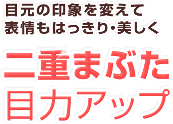 目元の印象を変えて表情もはっきり・美しく　二重まぶた目力アップ