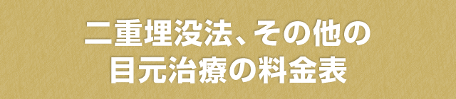 二重埋没法、その他の目元治療の料金表