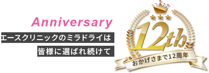 anniversary　エースクリニックのミラドライは皆様に選ばれ続けて10周年